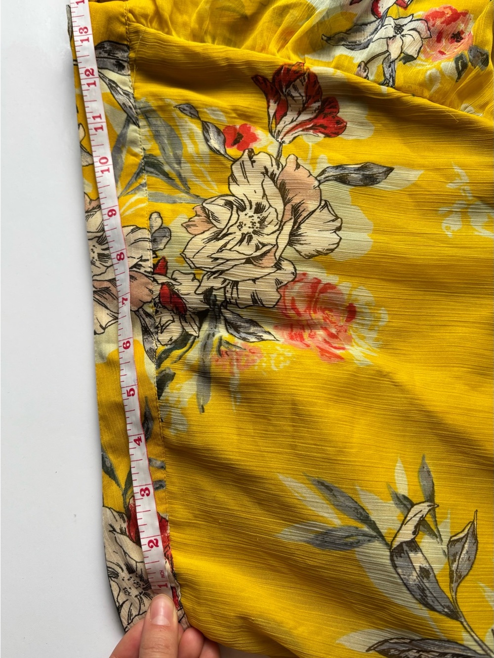 Vero moda yellow mustard floral wrap midi skirt ruffle boho cottagecore summer - Picture 10 of 14